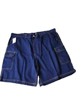 KingSize Cargo Jean Shorts Mens 50 Big Tall Blue Cotton Elastic Jorts y2K